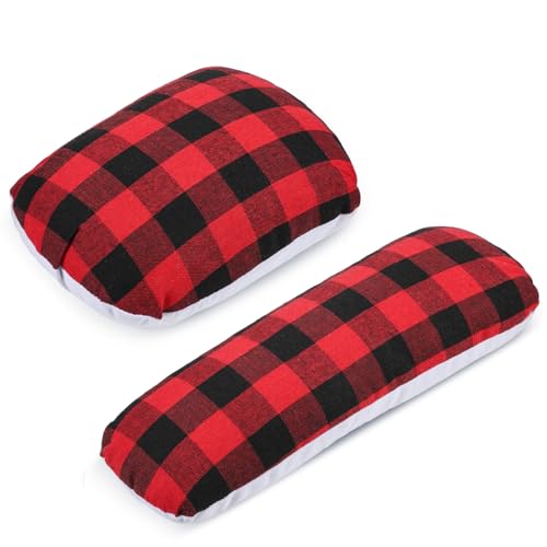 2 Pack Tailor's Ham, Solid Seam Roll Set, Linen and Doll Cotton Press Ham, Tailors Ironing-Ham for Ironing, Darts, Collar, Long Seam, Red and Black Plaid