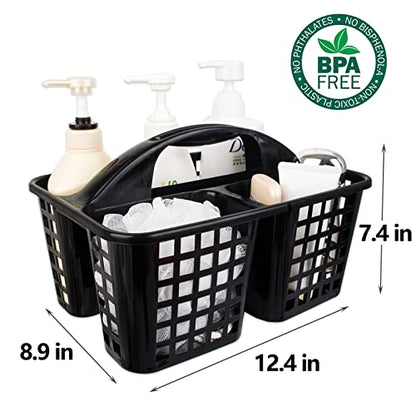 Portable Shower Caddy Basket Plastic Storage Basket with Compartments Black - color: Black