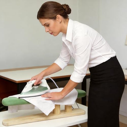 Padded Pants & Sleeve Ironing Boards with Thick Soft Cotton Padding, Double Side Wooden Tailor’s Sleeve Ironing Stool with Removable Cotton Cover, Green - color: Green