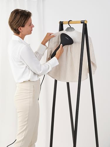 Brabantia - Steam Clothes Hanger - Solid Surface for High-Pressure Steaming on Collars and Shoulders - Quick & Easy Results - Double-Sided Use - Versatile 360° Rotating Hook - Pepper Black - color: Pepper Black, style: Steam Clothes Hanger