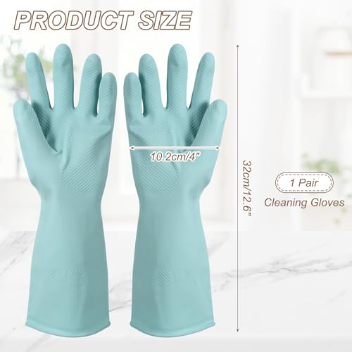 uxcell Rubber Cleaning Gloves, Reusable Household Dishwashing Long Rubber Gloves with Non-slip Grip - color: Light Blue, size: Medium