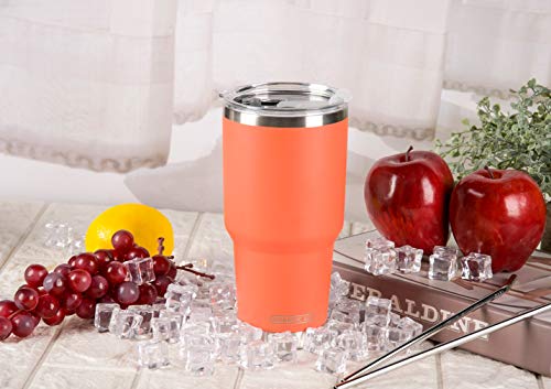 D·S 30oz Orange Tumbler Double Wall Vacuum Insulated Travel Coffee Mug - color: Orange