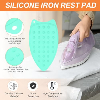 PATIKIL Silicone Iron Rest Pad, 2 Pcs Multipurpose Hot Heat Resistant Iron Rest Plate Protective Pad for Ironing Board Hot Resistant Steamer Steam Compact Mat, Lake Blue - color: Lake Blue