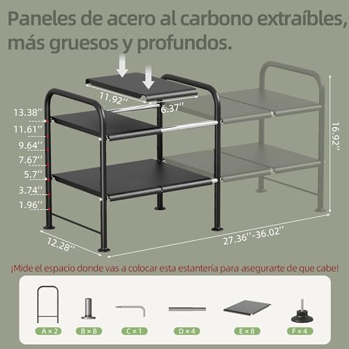 Under Sink Organizers and Storage,Expandable under cabinet organizer Shelf - size: 8 thickened iron plates(12.28"deep)