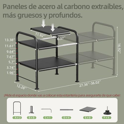 Under Sink Organizers and Storage,Expandable under cabinet organizer Shelf - size: 8 thickened iron plates(12.28"deep)