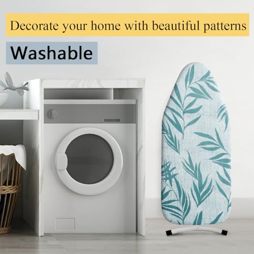 Small Ironing Board Cover Scorch Resistant, Cotton Iron Cover with Padding Heat Reflective Heavy Duty Pad … (Green Leaves, 12.5"x32") - color: Green Leaves
