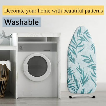 Small Ironing Board Cover Scorch Resistant, Cotton Iron Cover with Padding Heat Reflective Heavy Duty Pad … (Green Leaves, 12.5"x32") - color: Green Leaves