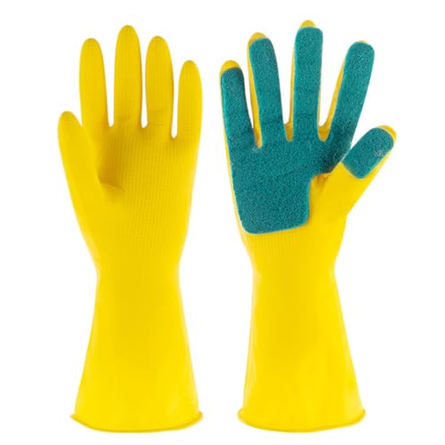 LALAFINA 2 Pairs Latex Gloves Kitchen Dishwashing Gloves Kitchen Latex Gardening Scouring Pad