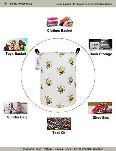 Round collapsible Large Bee Laundry Hamper for Adults and Kids - color: Round Bee