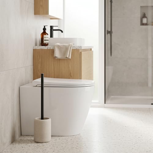 Toilet Brush and Holder Set, 2 PCS,Simple Sandstone Look,Beige