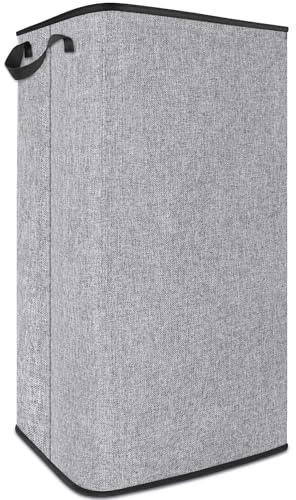 SNIGJAT Extra Large Laundry Hamper, Folding 100L Laundry Basket, Grey - color: Grey, size: 100L