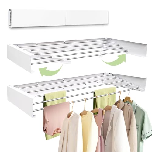31.5 Inch Wall Mounted Clothes Drying Rack, Foldable Laundry Rack
