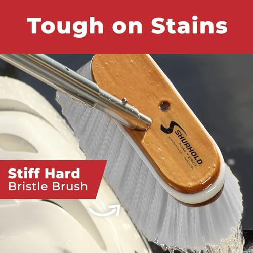 Shurhold Classic Deck Brush – Boat Cleaning Brush with Wood Block, Rubber Bumper & Durable Bristle Design - color: Stiff, White - 10", style: Deck Brush Stiff