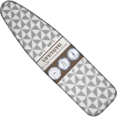 UFETGYG Ironing Board Cover, 15" x 54"Silicone Coating,Elastic Edge,Full Size Scorch Resistant Padding,Heavy Duty Iron Pad Covers Standard Boards Geometry