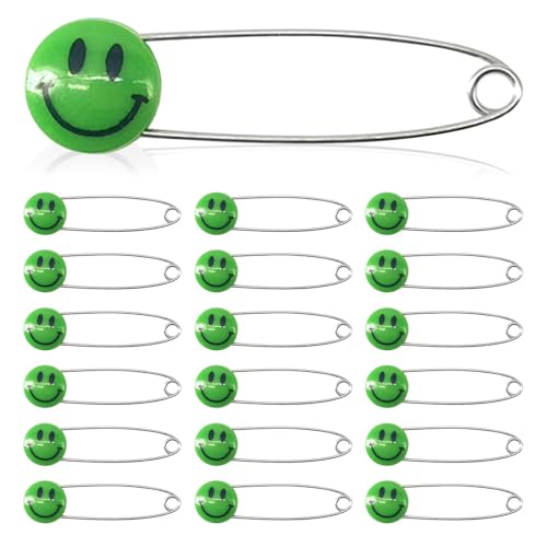 50 PCS Safety Pin 53mm/2.1in Baby Diaper Pins for Cloth Plastic Head Baby Pins for Diapers Stainless Steel Cloth Pins with Locking Closures Nappy Pin for Crafts（XL/Green） - color: Green