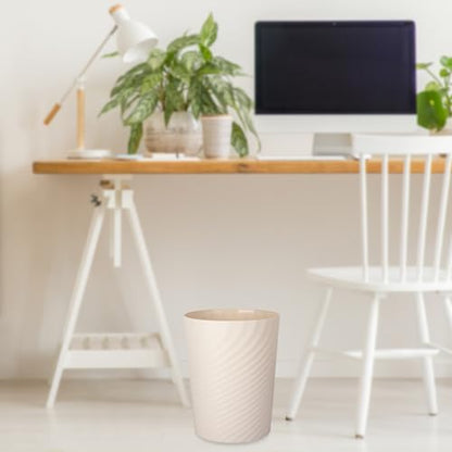 Plastic Small Bathroom Trash Can Wastebasket Garbage Can, Beige, 2 Pack - color: Beige, size: 1.8 Gallon/2 Pack