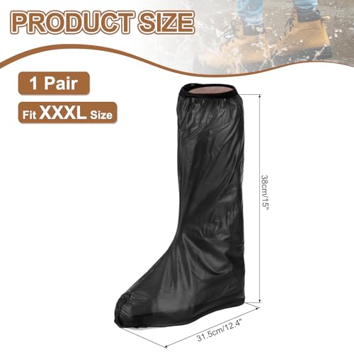 HARFINGTON Waterproof Shoes Cover L (US 19) Non-Slip Overshoes with Zipper - color: Black, size: XXXL (US 9)