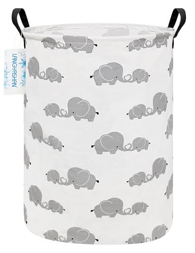 Round Laundry Basket Collapsible Storage Hamper Love Elephant - color: Full Love Elephant