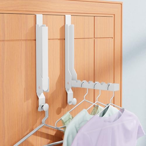 2 Pack Over The Door Hanger Folding Clothes Drying Rack, Folding Hanging Coat Rack for Indoor Laundry Room Compact Small Space Foldable Portable Clothing Hanger Hook Collapsible (Wihte-2(Upgraded)) - color: Wihte-2(Upgraded)