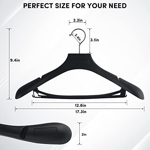 DEDU Suit Hangers for Men 40 Pack, Black Coat Hangers Extra Wide Non Slip Width 17.7", Thick Plastic with Pants Bar & Metal Hook - color: Black, size: 40 Pack