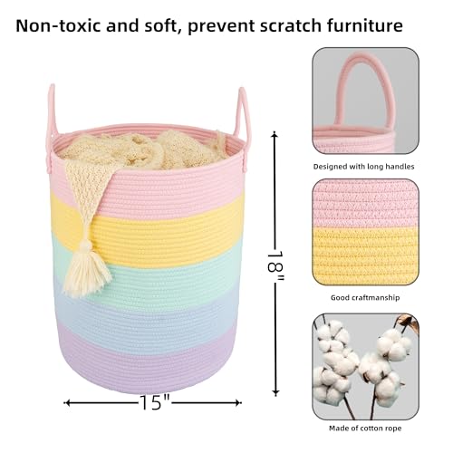 XUANGUO Rope Laundry Basket Hamper for Kids Girl, rainbow - color: rainbow, size: Regular