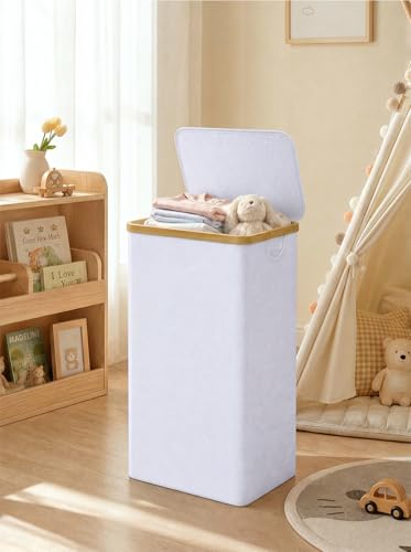 IEGrow Laundry Hamper with Lid,110L Laundry Basket with Mesh Bags,White - color: White, size: 110L