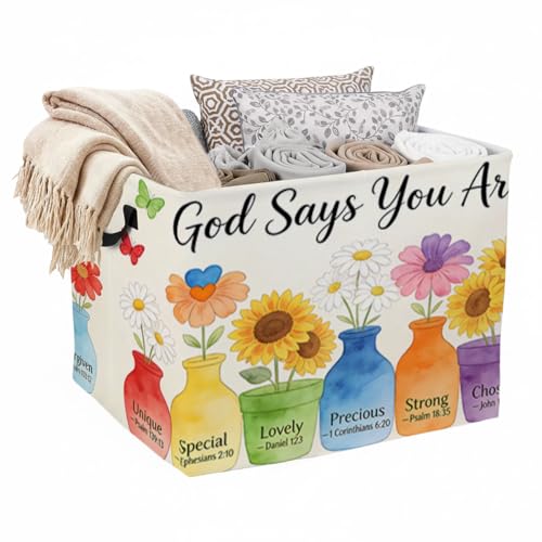 Christian Foldable Laundry Basket Hamper with Handles, 56L Large Capacity Toy Storage Organizer, Collapsible Clothes Hamper for Home Decor and Bedroom Organization. - color: Christian