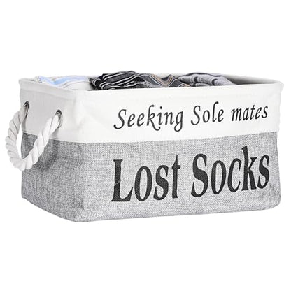 Lost Socks Basket for Laundry Room, Fabric Missing Sock Holder, Gray - color: Grey
