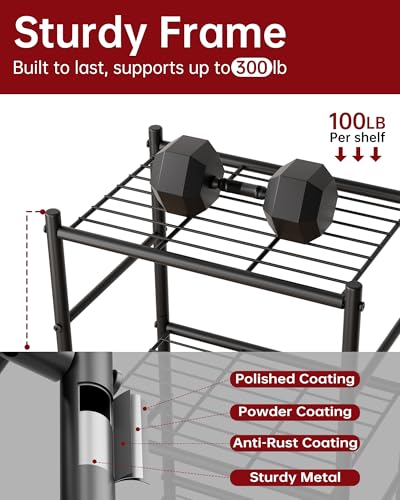 Sakugi 2-Pack Storage Shelves - 3-Tier Metal Wire Shelf Organizer, Slim Shelf Rack with Adjustable Feet for Laundry Room, Kitchen, Garage Organization, 18.2" x 12.3" x 30.4", Black - size: 18.2" x 12.3" x 30.4"