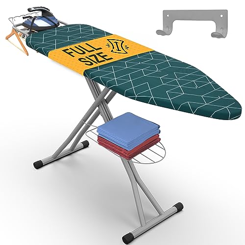 Xabitat Ironing Board 57" x 15" Foldable with Wall Hanger - color: Green + Gray, size: 15 x 57 Inches
