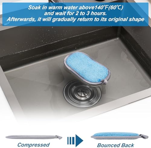 Non Scratch Scrub Sponge-6pack, Dual-Sided Sponges Kitchen(L,Gray-Blue) - color: Grey-blue, size: Large(Pack of 6)