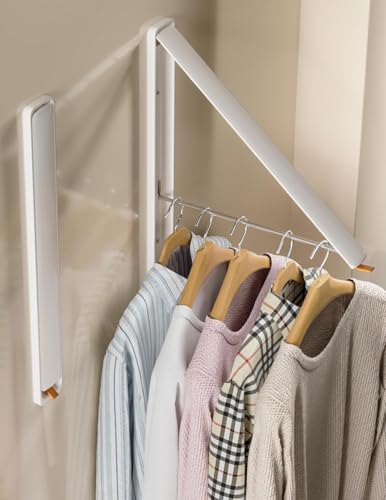 Dr.DJ Clothes Drying Rack Wall Mounted, Retractable & Foldable Clothes Hanger for Laundry Room Organization and Storage, Clothes Hanger Rack for Dorm, Closet, Balcony, Laundry Room(2Pack, White) - color: White 2racks
