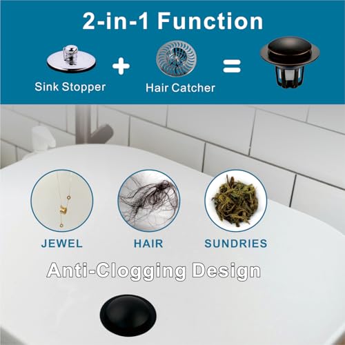 WELSAN Oil Rubbed Bronze Bathroom Sink Drain Stopper 1 1/8"-1 1/2", 2 Pack - color: Oil Rubbed Bronze-2