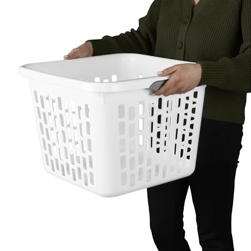 Sterilite Square Laundry Basket, Plastic Clothes Hamper, 6-Pack - color: 1.5 Bushel - White, size: 6 Pack