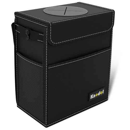 K KNODEL Car Trash Can with Lid, Car Garbage, Bin and Bag (Large, Black) - color: Black, size: Large