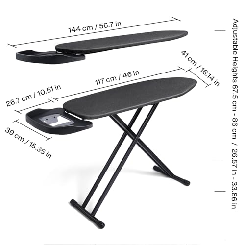 Duwee 16"×46" Extra Wide Ironing Board with Retractable Iron Rest,Black