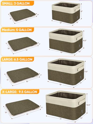 BALEINE 1 Pack Fabric Closet Storage Bins for Shelves, Linen Closet Organizers and Storage, Decorative Baskets for Organizing, Shelf, Clothes, Home, Office (Brown, 12"x8"x8") - color: Brown, size: 1PCS/Small-12x8x8