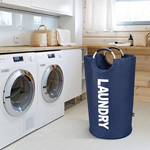 DOKEHOM 125L X-Large Laundry Basket Bag, Collapsible Tall Hamper, Dark Blue - color: Dark Blue, size: 125L