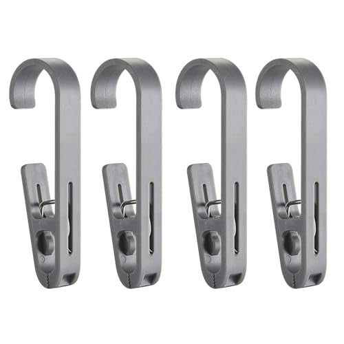 Large Laundry Hook Clothes pins 4PCSpcs Sock Clip Laundry Clips with Springs, Strong Plastic Clothes Drying Line Pegsfor Home Kitchen Outdoor (Grey - color: 4 Grey