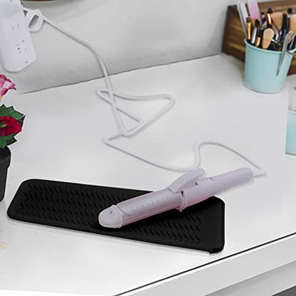 Silicone Heat Resistant Mat Pouch for Hair Straightener,Curling Iron, Black - color: Black, size: 2 Pack