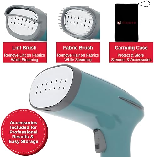 SINGER® Handheld Garment Steamer, 1500W Power, 280ml Detachable Water Tank