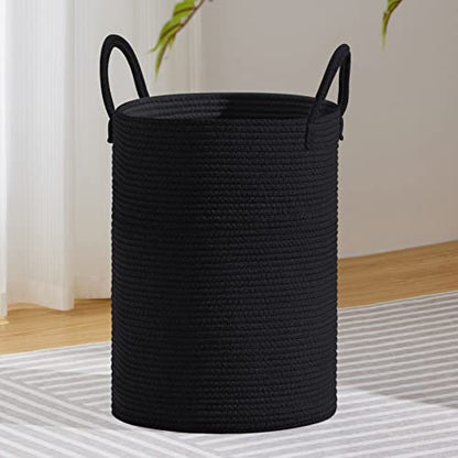 VIPOSCO 72L Tall Woven Laundry Basket Hamper, Black - color: Black, size: 72L