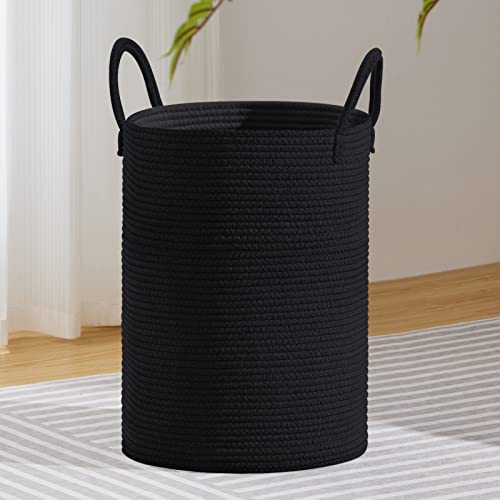 VIPOSCO 72L Tall Woven Laundry Basket Hamper, Black - color: Black, size: 72L