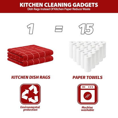 Nialnant 6 Pack Terry Kitchen Towels,Dish Cloths for Washing Dishes - color: Red, size: 12 x 12 in - 6PCS