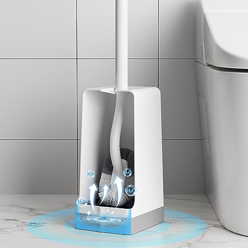 Marbarsse Bathroom Toilet Bowl Brush and Holder, Curved Design Dismount Toilet Brush for Deep Cleaning Under Rim, Best Toilet Brush Set, CompactToilet BowlCleaner Brush for Bathroom, 1 Pack - color: White-1 Pc-b