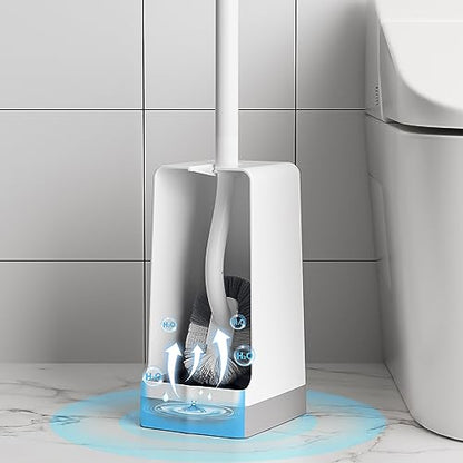 Marbarsse Bathroom Toilet Bowl Brush and Holder, Curved Design Dismount Toilet Brush for Deep Cleaning Under Rim, Best Toilet Brush Set, CompactToilet BowlCleaner Brush for Bathroom, 1 Pack - color: White-1 Pc-b