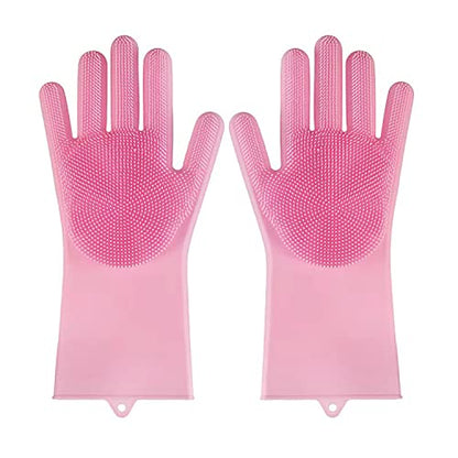 Dishwashing Gloves Kitchen Magic Gloves Dishwashing Brush (Pink)