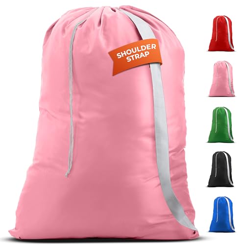 Handy Laundry Bag with Shoulder Strap 30"x40", Extra Large, Pink - color: Pink, size: 1-Pack