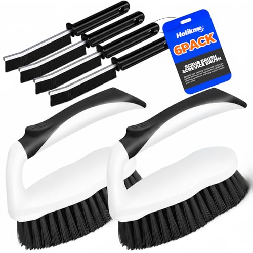 Holikme 6 Pack Cleaning Brush Scrub Brush Kitchen Brush for Floor,Black - color: Black