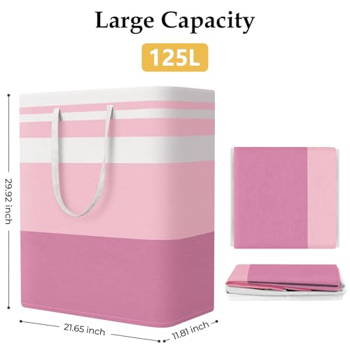 StorageRight Laundry Basket Hamper, 125L Collapsible Clothes Storage, Pink - color: Pink, size: 125L